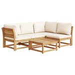vidaXL Salon de jardin avec coussins 5 Pièces Bois d'acacia solide