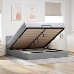 vidaXL Lit ottoman avec matelas gris clair 160x200 cm tissu
