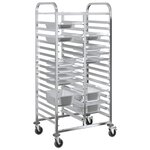 vidaXL Chariot à plateaux 32 bacs GN 75x55x162 5 cm acier inoxydable