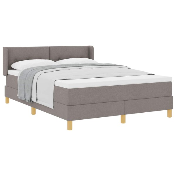 vidaXL Lit à Ressorts avec matelas Taupe 160 x 200 cm tissu