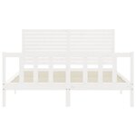vidaXL Cadre de lit avec tête de lit blanc 160x200 cm bois massif