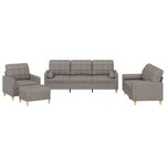 vidaXL Ensemble de canapés 4 Pièces avec coussins taupe tissu