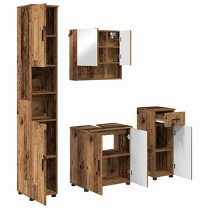 vidaXL Ensemble de mobilier de salle de bain 4 Pièces Bois Ancien