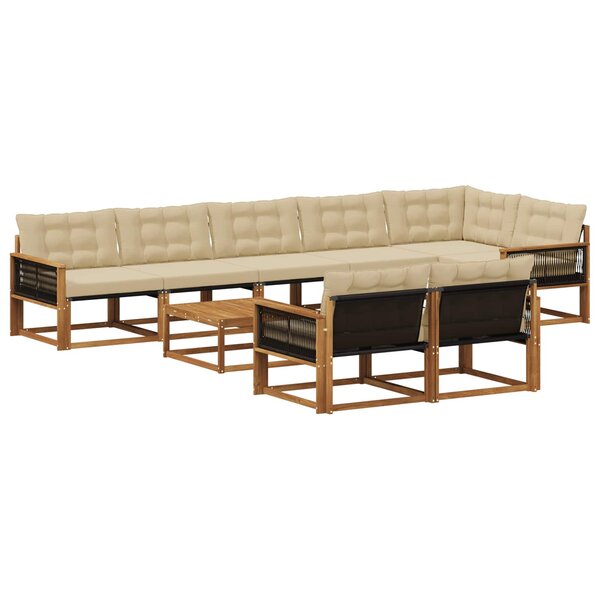 vidaXL Ensemble de canapés d'extérieur 9 Pièces Naturel et Beige