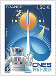 Timbre - CNES - 1961-2021 - Lettre prioritaire - International