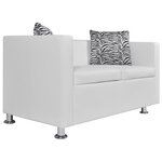 vidaXL Jeu de canapé à 2 places et à 3 places Cuir synthétique Blanc