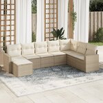 vidaXL Salon de jardin avec coussins 8 Pièces beige résine tressée