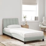 vidaXL Lit avec matelas Hanko gris clair 90x190 cm velours
