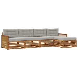 vidaXL Ensemble de canapés d'extérieur 5 Pièces Naturel et gris clair