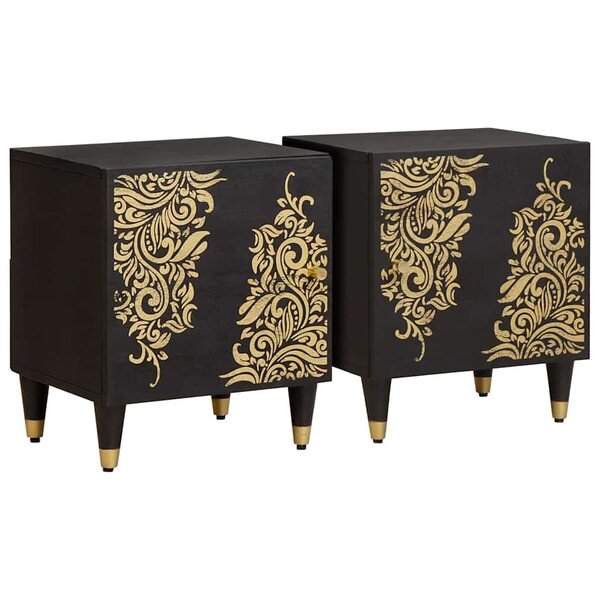 vidaXL Cabinet de chevet avec porte 2 Pièces Noir 40 x 33 x 46 cm