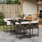 vidaXL Ensemble à manger de jardin 5 Pièces et coussins marron poly rotin