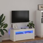 vidaXL Meuble TV avec lumières LED blanc brillant 90x35x40 cm