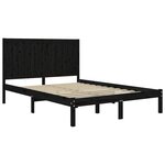 vidaXL Cadre de lit Noir Bois de pin massif 140x200 cm