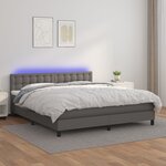 vidaXL Sommier à lattes de lit avec matelas et LED Gris 160x200 cm