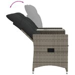 vidaXL Canapé de jardin inclinable 2 places avec table gris poly rotin