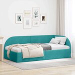 vidaXL Cadre de lit d'angle Turquoise 90 x 190 cm Velours