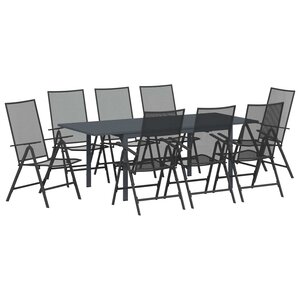 vidaXL Ensemble de salle à manger pour jardin 9 Pièces Anthracite Acier
