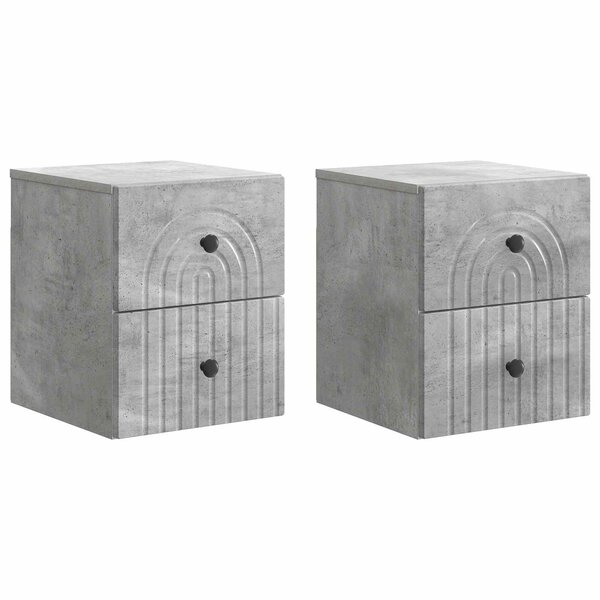 vidaXL Cabinet de chevet mural 2 Pièces Gris béton 33 x 34 5 x 40 cm