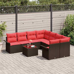 vidaXL Ensemble de canapé de jardin 9 Pièces Marron et rouge polyrotin