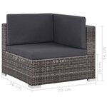 Vidaxl salon de jardin 8 pièces avec coussins résine tressée gris