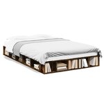 vidaXL Cadre de lit chêne fumé 135x190 cm bois d'ingénierie