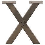 vidaXL Pieds de table basse en forme de X  2 pièces  acier naturel  37 x (30-31) cm