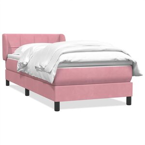 vidaXL Sommier à lattes de lit avec matelas rose 90x210 cm velours