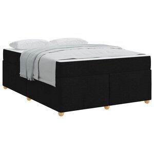 vidaXL Cadre de lit avec matelas Noir 140 x 200 cm tissu