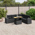 vidaXL Salon de jardin 7 Pièces avec coussins noir résine tressée