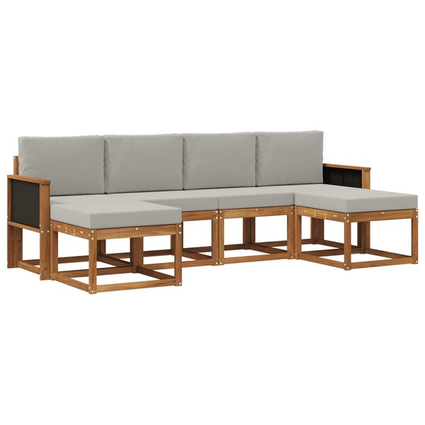 vidaXL Ensemble de canapés d'extérieur 6 Pièces Naturel et gris clair