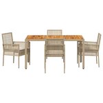 vidaXL Ensemble de salle à manger pour jardin 5 Pièces Beige Poly rotin
