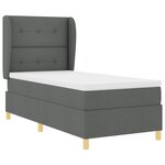 Lit Box Spring vidaXL avec matelas gris foncé 90x200 cm en tissu