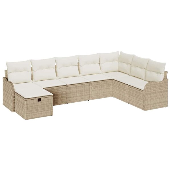 vidaXL Ensemble de canapé de jardin 8 Pièces Beige Poly rotin