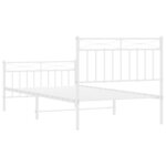 vidaXL Cadre de lit métal sans matelas et pied de lit blanc 100x190 cm