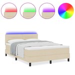 vidaXL Lit Box Spring avec Matelas et LED Crème 160x200 cm Tissu