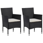 vidaXL Ensemble à dîner de jardin avec coussins 3 Pièces poly rotin noir