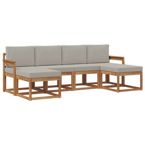 vidaXL Ensemble de canapés d'extérieur 6 Pièces Gris Naturel et Clair