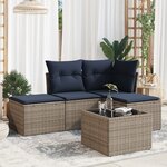 vidaXL Salon de jardin 5 Pièces avec coussins gris résine tressée