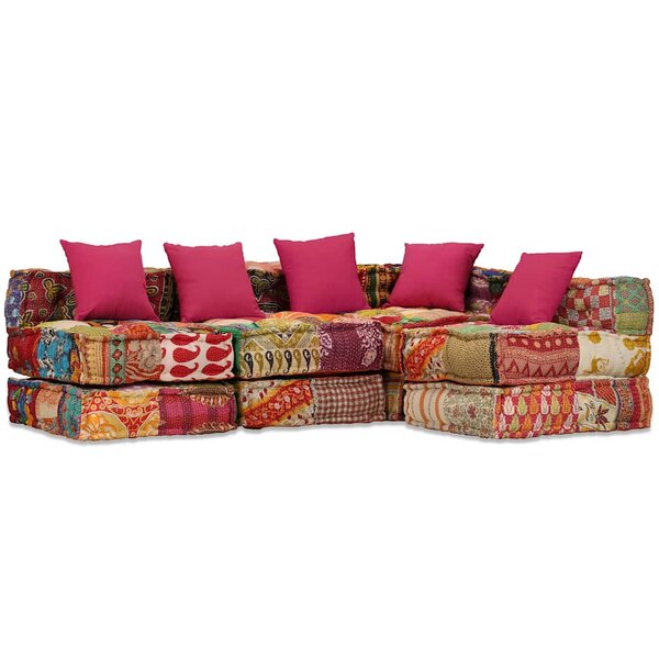 vidaXL Pouf modulaire à 4 places Patchwork Tissu