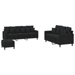vidaXL Ensemble de canapés 3 Pièces avec coussins Noir Velours