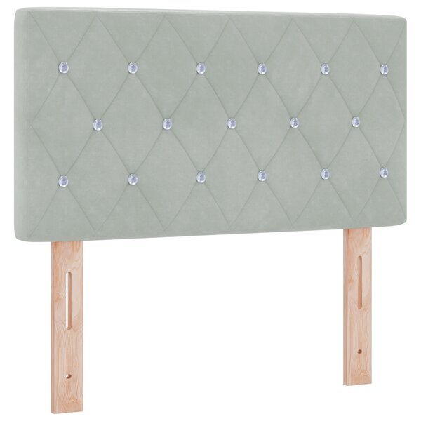 Tête de lit vidaXL en velours gris clair avec boutons en cristal 80 cm