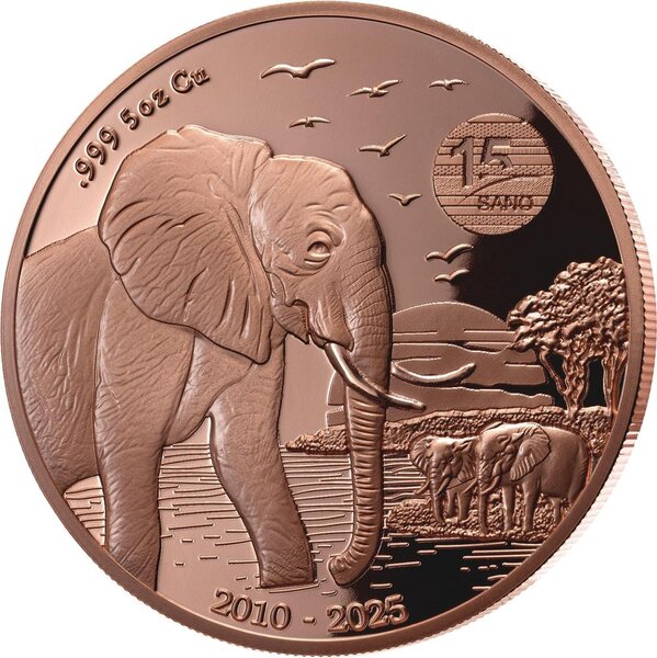 Pièce de monnaie en Cuivre 1 Dollar g 155.5 (5 oz) Millésime 2025 ELEPHANT