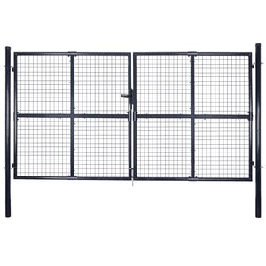 vidaXL Portail en maille Acier galvanisé 289x150 cm Gris