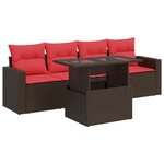 vidaXL Salon de jardin avec coussins 5Pièces marron résine tressée acacia
