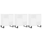 vidaXL Buffets 3 Pièces blanc brillant bois d'ingénierie
