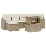 vidaXL Salon de jardin avec coussins 7 Pièces beige résine tressée