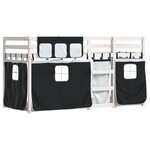 vidaXL Lit superposé avec rideaux blanc/noir 75x190 cm bois pin massif