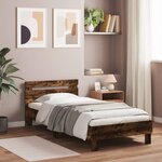 vidaXL Cadre de lit sans matelas avec tête de lit chêne fumé 90x200 cm