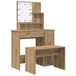 vidaXL Ensemble de coiffeuse avec LED chêne artisanal bois ingénierie
