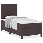 vidaXL Lit à ressorts avec matelas Marron foncé 90 x 200 cm tissu
